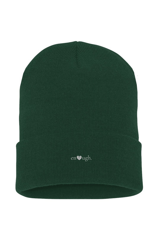 Cuffed Beanie small heart green